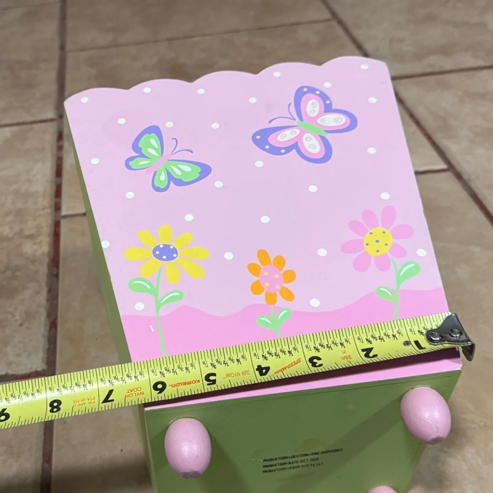🌸 Wooden Butterfly Paper Bin / Storage Bin – Pink & Green 🌸 - Picture 4 of 4